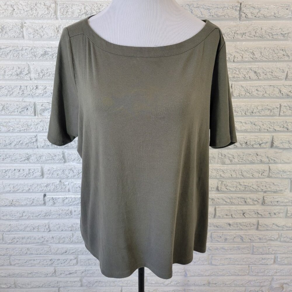 Talbots Weekend Womens 2X Plus Gray Tee Crew Neck Short Sleeve Soft GRE66E